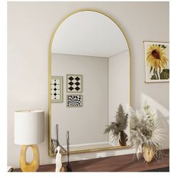 Bathroom Arch Mirror. Gold Trim