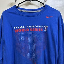 Nike Texas Rangers World Series 2011 Long Sleeve Shirt Size XL