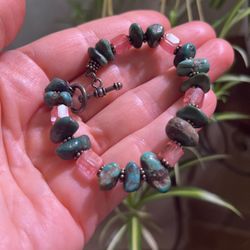 Strawberry Rose Quartz With Trequize Crystal Bracelet 