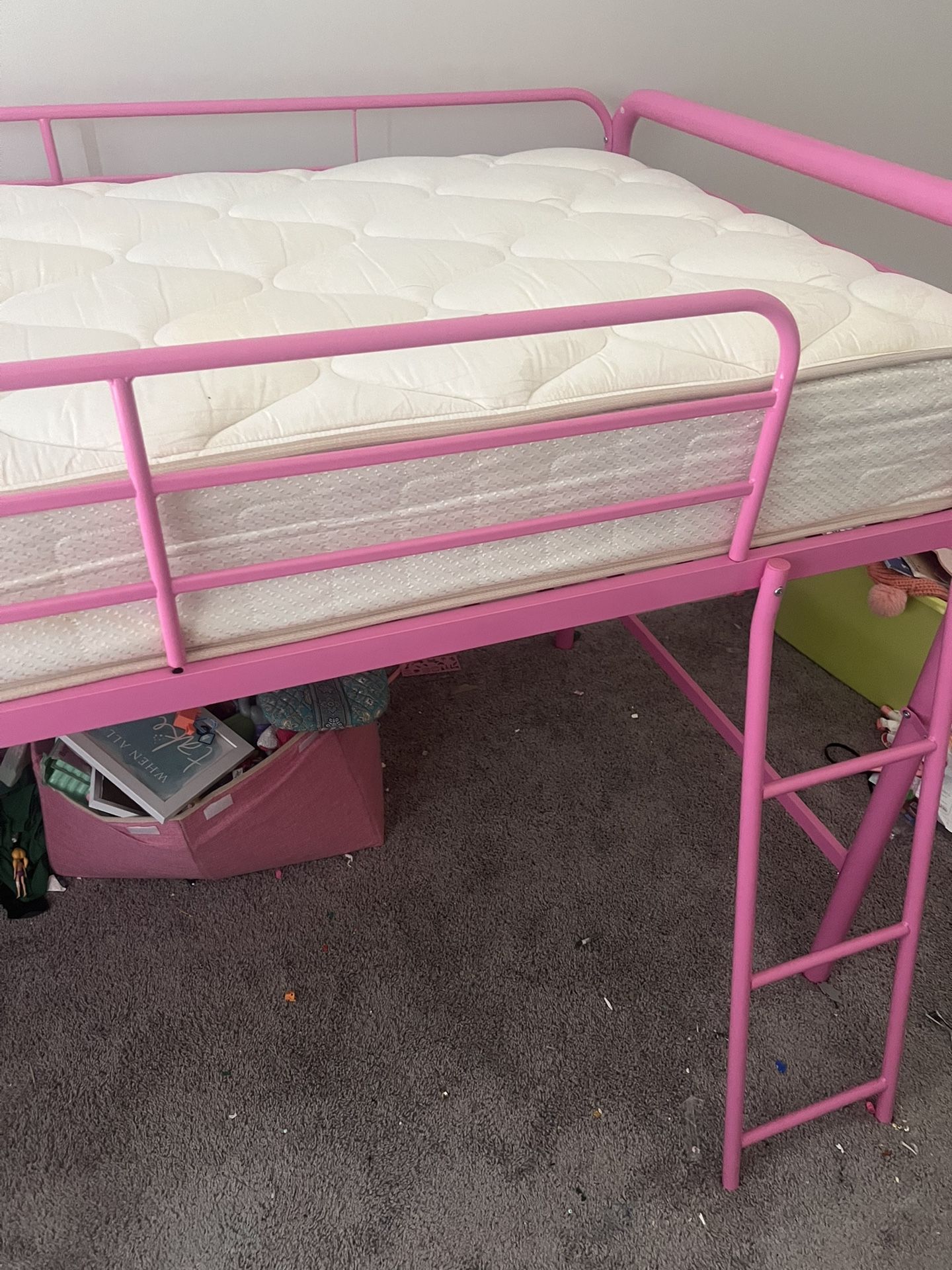 Pink Twin Size Loft Bed (metal) 