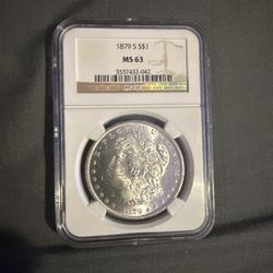 1879 S MORGAN SILVER DOLLAR $1 NGC MS 63