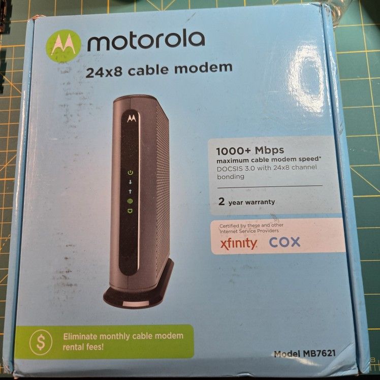 Motorola MB7621 Cable Modem (24x8 DOCSIS 3.0) – Excellent Condition