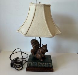 Rustic Squirrel on Books Lamp Light Lodge Decor Unique Whimsical - Made in USA