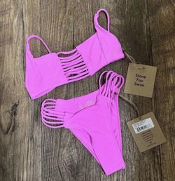 Nwt STONE FOX SWIM bikini set. Enzo Bottoms xs, Dario Top Small, GRANITA color