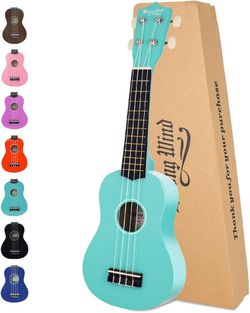 HUAWIND Soprano Ukulele 21 Inch for Beginners Hawaiian Four String Wood Ukelele