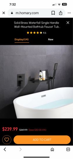 Solid Brass Single Handle Wall Mount Tub Faucet Black Sh34