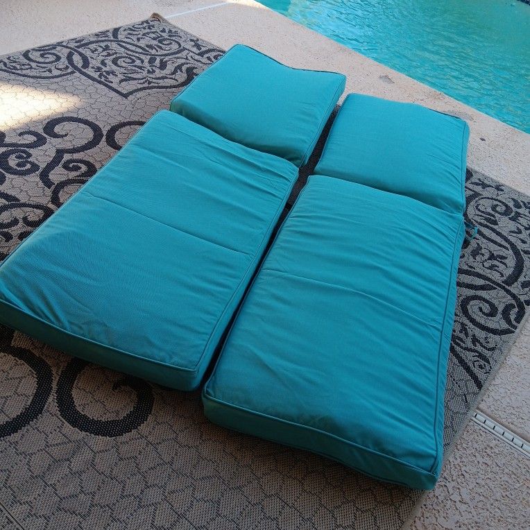 (2) Teal Pool Lounge Cushions - NEW