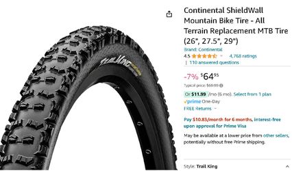 2 Big Continental ShieldWall Trail King Mountain Bike Tire's -All Terrain MTB Tire's 29x2.4