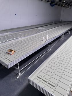 Custom Garden V Track Hydro Rolling Bench Tables 