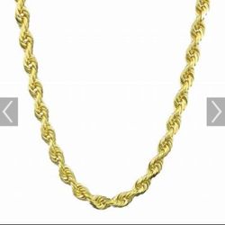 14k Diamond Cut Solid Gold Rope Chain