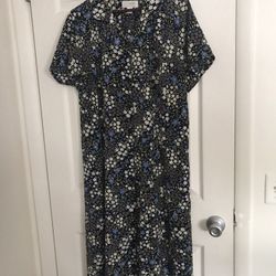 Christopher & Banks Floral Print Button Front Short Sleeve Dress Women's Size W22