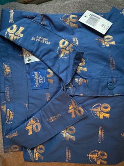 Disneyland’s Men’s blue 7Oth  anniversary  button up shirt