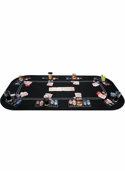 Foldable Poker Table Top with Cup Holders & Interchangeable Game Mat Topper