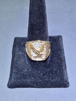 14kt YG Diamond Eagle Ring. (C-4) SIZE 11.5 ASK FOR RYAN. #(contact info removed)70