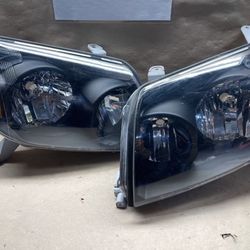 #OH130 Fit 03-05 Toyota 4Runner Black Halogen Headlight Pair 