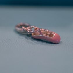 Tiffany & Co. Pink Enamel Diamond Silver Ballet Shoes Dance Charm