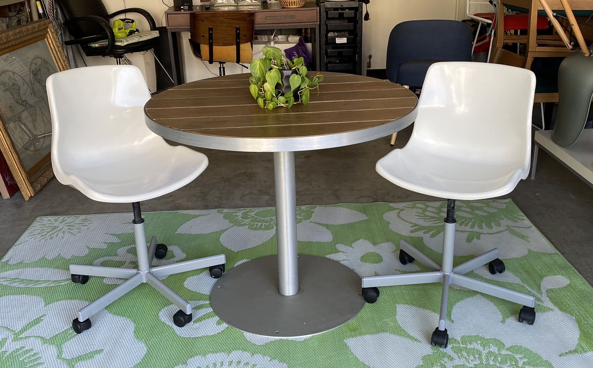 Table Outdoor Teak Wood Aluminum Pedestal Furniture