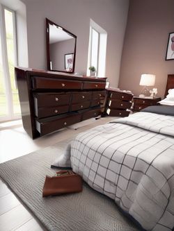 FREE DELIVERY 🚚 Modern Espresso 7-Drawer Dresser & Matching Nightstand