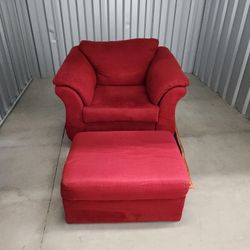 Cozy Red Chair And Ottoman 