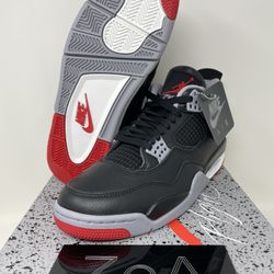 Jordan 4 Retro Bred Reimagined Size 9.5 Men Black Red