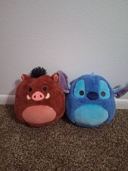 Squishmallow, stuffed animals, kids, Stitch and Pumbaa