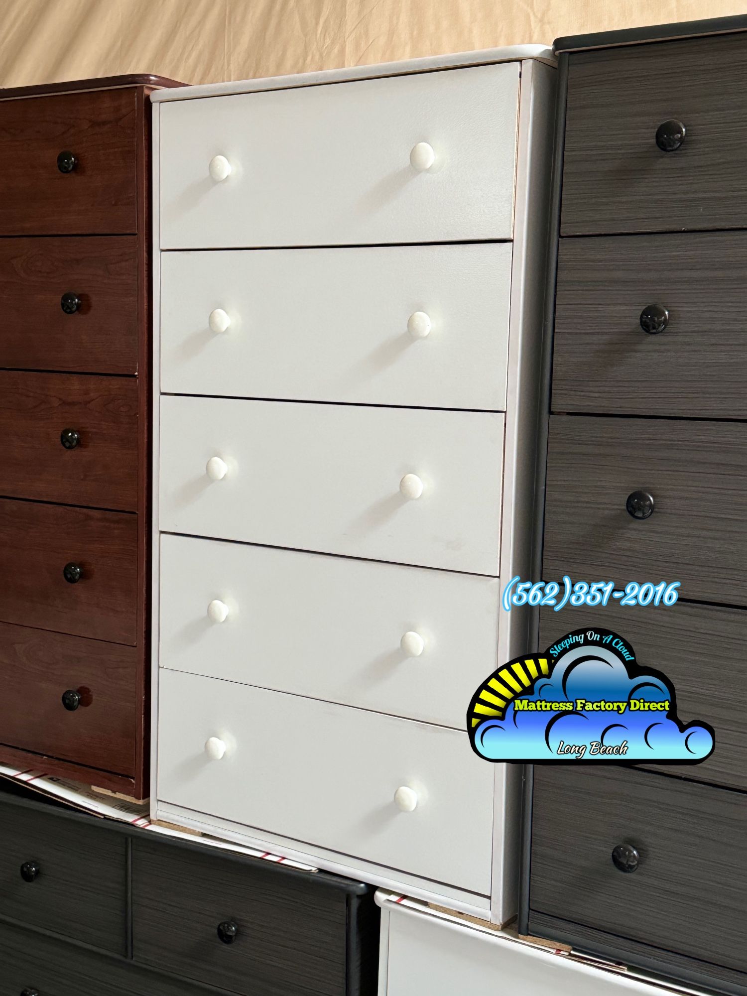 White Jumbo 2 Knob Dresser Cajonera Comoda Nueva 