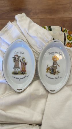 Vintage Holly Hobbie Porcelain Trinket Plates