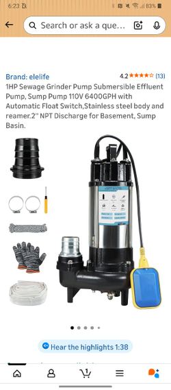 1HP Sewage Grinder Pump.