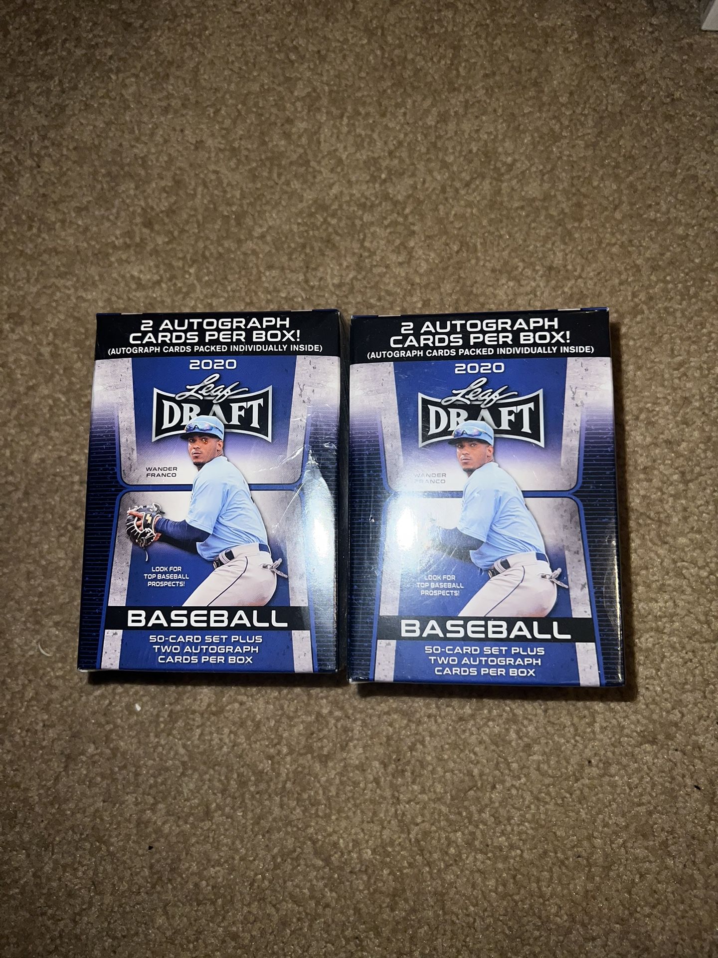 2x 2020 Leaf Draft Baseball Sealed Blaster Box 2 Autos + 50 Card Rookie Set