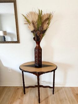 Antique Wood table with hand painted diamond inlay