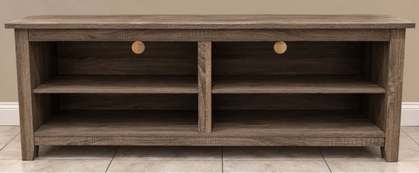 Wood Grain TV Stand with Open Shelves