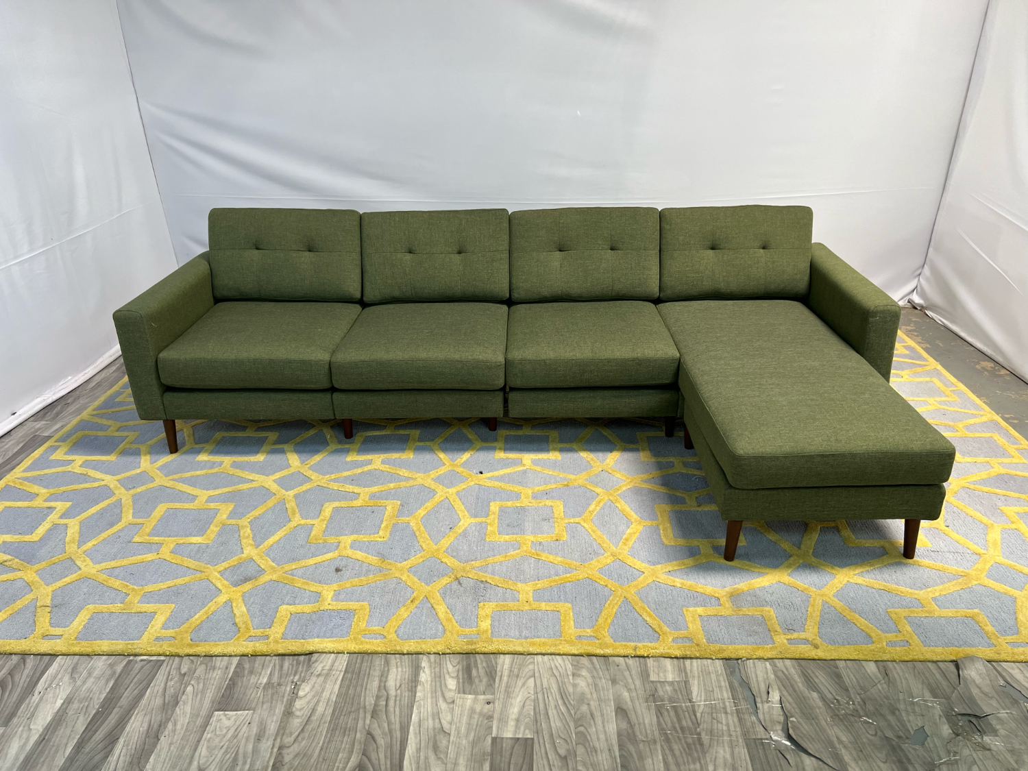 ( Delivery Available ) Burrow Nomad Dark Green Sectional Couch