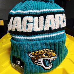 Jacksonville Jaguars 2024 NFL Sideline Teal Pom Cuffed Knit Beanie Hat