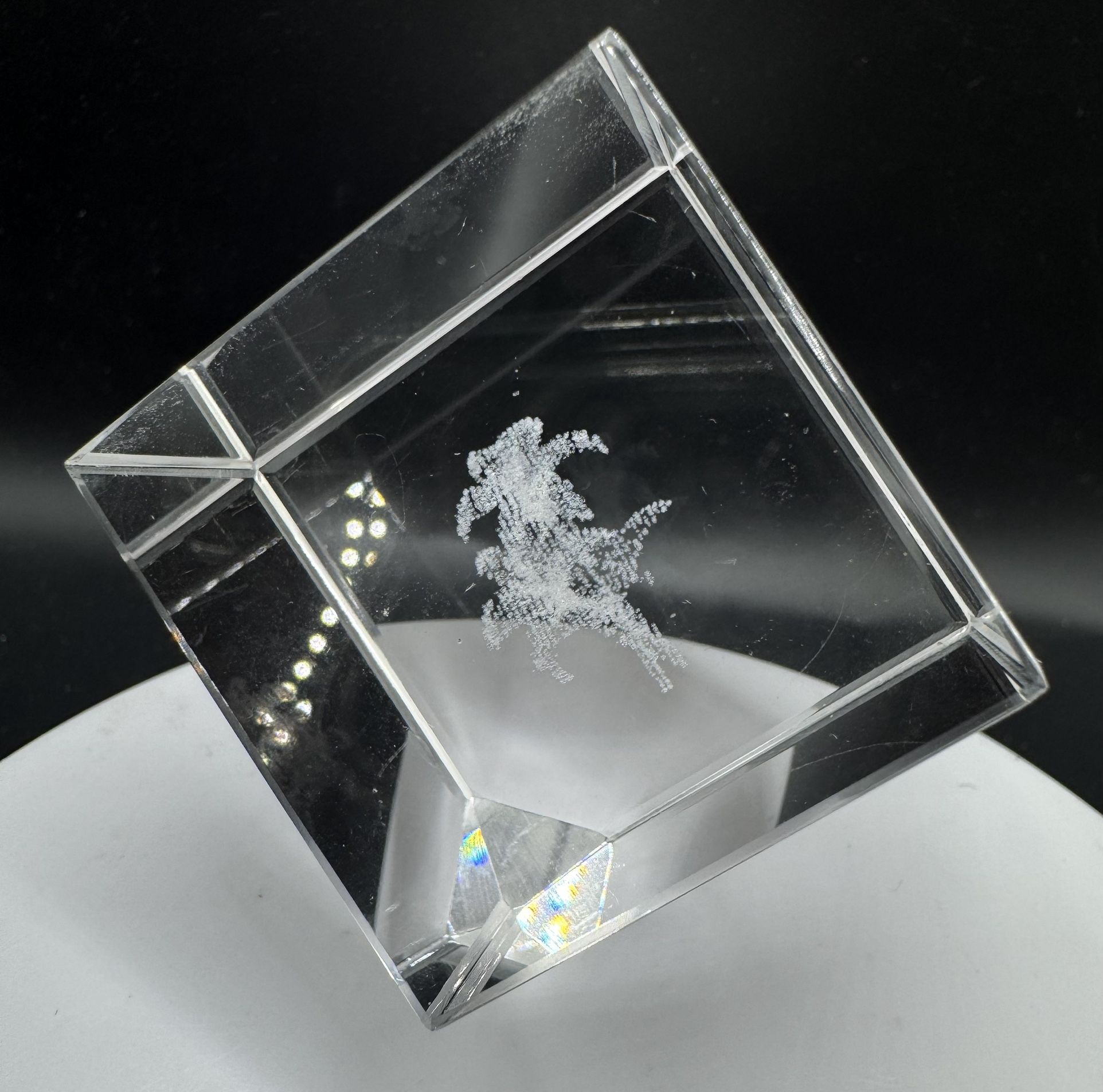 Glass Cube 3D Laser Etched Lily