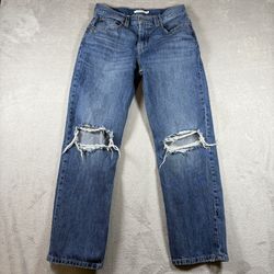 Levi's Women's Denim Jeans Size 29 Blue Low Pro Straight Ripped Knees #3546