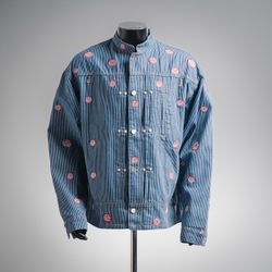 LV Denim Jacket Vertical Striped Coat 
