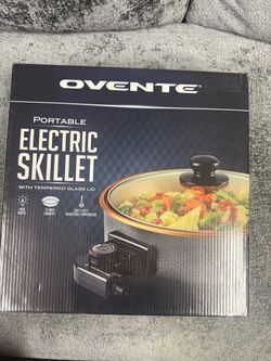 Ovente Portable Electric Skillet with Glass Lid