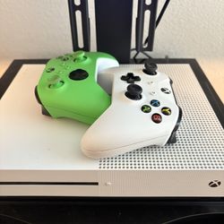 Xbox One S and Controllers + Games + Headset