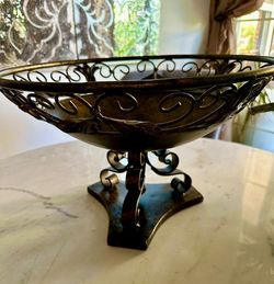 Large Decorative Metal Pedestal Bowl
