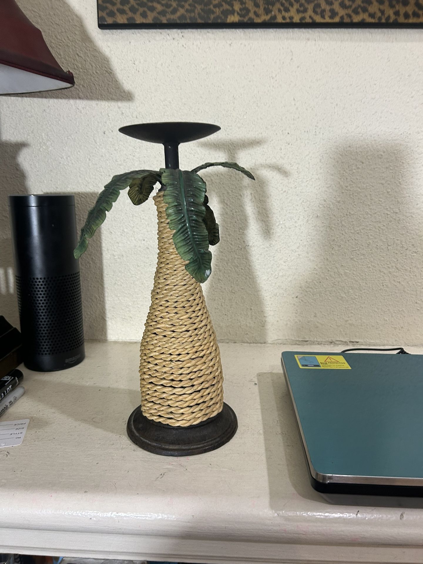 Candle holder palm tree 12” tropical decor