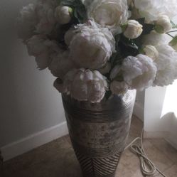 White Peony On Tall Vase