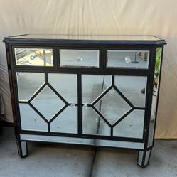 Mirrored Glass Black Vanity Dresser 