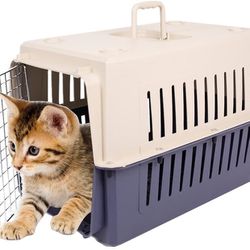 Small Plastic Cat & Dog Carrier Cage Portable Pet Box Airline Approved Pet Kennel 16.5lbs Weight Capacity