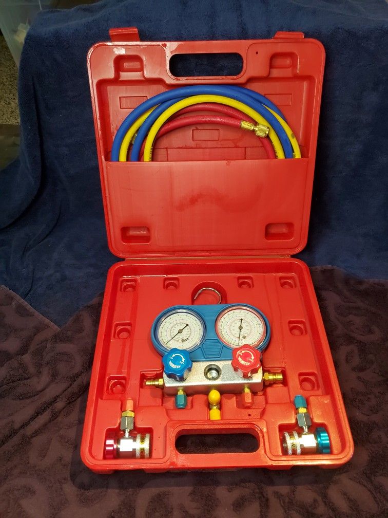 Juego de Manómetro y Mangueras para A/C US General R134A - ¡Completo y en excelente estado!