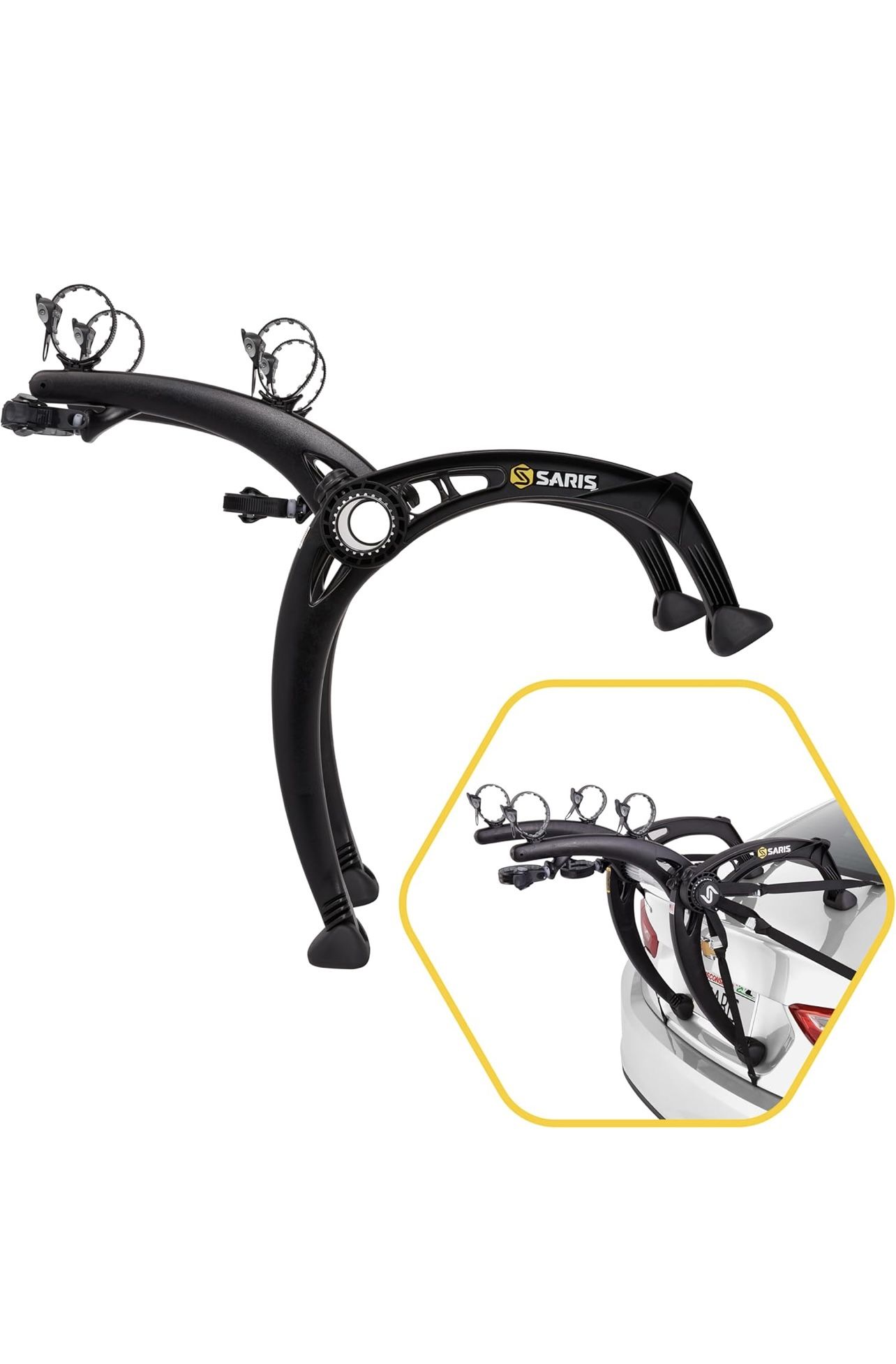 Saris Bike Racks, Bones EX Car Trunk Bicycle Rack Carrier, Mounts 2 Bikes, Black
