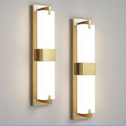 Gold Sconces Wall Lighting - 24W 3000K Wall Sconces LED Dimmable with Acrylic Shade Bathroom Vanity Lights for Bathroom, Living Room, Hallway, Indoor,