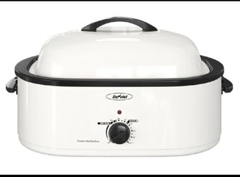 New Sunvivi 26 Qt Electric Roaster Oven W/ Glass Lid & Cool-Touch Handles, White