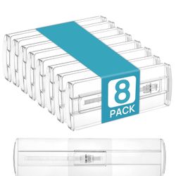 Vtopmart 8 Pack Drawer Dividers for Clothes, 4" High 10.2"-16.6" Adjustable Expandable Dresser Drawer Organizer, Clear Plastic Separators for Dresser,