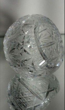 MC - VINTAGE CRYSTAL ORB ASHTRAY - PAPERWEIGHT 5"×4" - C196