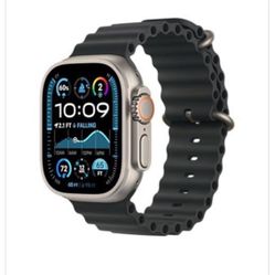 Apple Watch Band - Ocean Band (49mm) - Black with Natural Titanium Finish